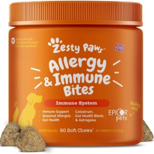 Zesty Paws Dog Allergy Chews - Dog Allergy Relief, Lamb, 90 Ct