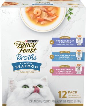 fancy feast cat food broths: Seafood Variety Pack 12-Pack