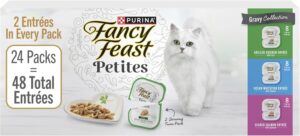 Front box view of Purina Fancy Feast Petites wet cat food 24-pack gravy variety collection