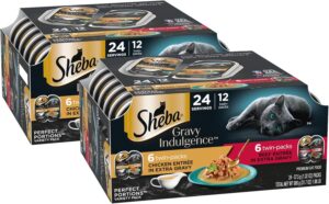 Sheba Gravy Indulgence Wet Cat Food, Variety Pack, 2.6 oz, 12 Count, 2-Pack