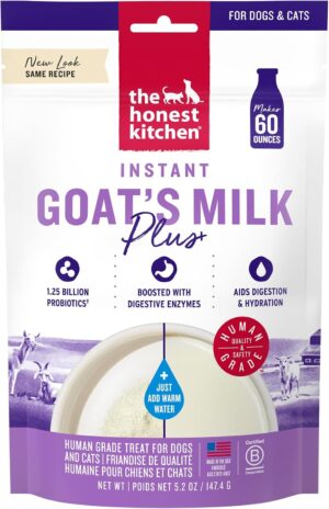 The Honest Kitchen 5.2 oz pouch of instant goat milk for dogs and cats