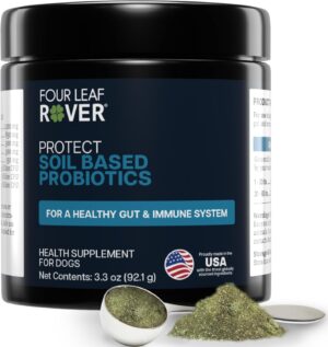 Four Leaf Rover Protect probiotics for dogs front product packaging label