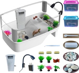 TOTZLIAN small turtle tank kit with white base and transparent upper enclosure