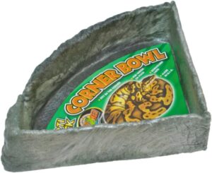Zoo Med X-Large Reptile Rock Corner Water Dish viewed from the front showing its natural green finish