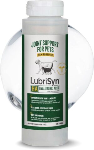 LubriSynHA 8 oz liquid joint supplement for dogs and cats front bottle view