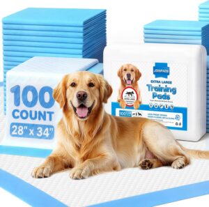 100 Count Puppy Pads 28"x34", Extra Large, Super Absorbent