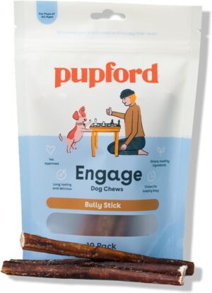 Pupford Bully Sticks for Dogs & Puppies, Teething Chew Toy (6", 10 Count)