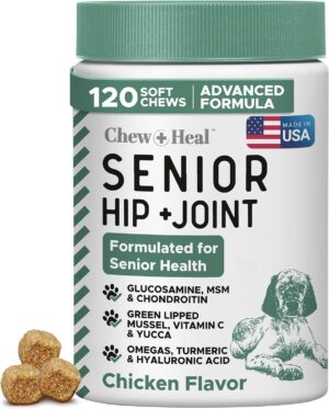 Glucosamine for Senior Dogs Hip and Joint Supplement, 120 Mobility Chews