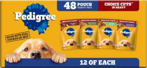 Pedigree Choice Cuts Wet Dog Food Pouch, Protein Variety, 3.5 oz, 48 Count