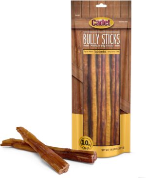 Cadet Bully Sticks Dog Chews, Large, 10 Count