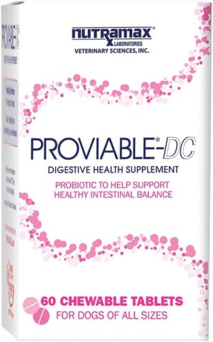 Nutramax Proviable Probiotics + Prebiotics for Dogs, Chewable Tablets, 60ct