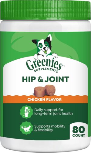 Greenies Supplements Hip & Joint Soft Dog Chews, Chicken Flavor, 80 Count