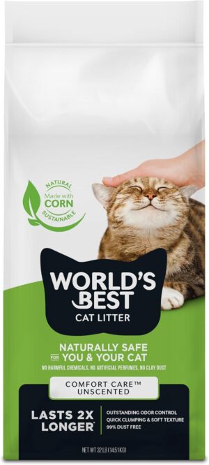 World's Best Cat Litter Comfort Care, Unscented, Odor Control, 32 lb Bag