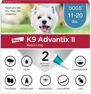 K9 Advantix II Flea & Tick Topical for Medium Dogs 11–20 lbs., 2ct