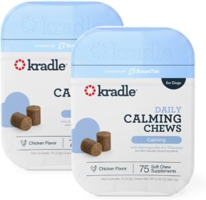 Kradle Calming Chews for Dogs, Anxiety Support, L‑Theanine, GABA, 150 Chews