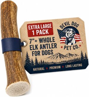 Devil Dog Pet Co Whole Elk Antlers for Dogs, XL, Aggressive Chewers