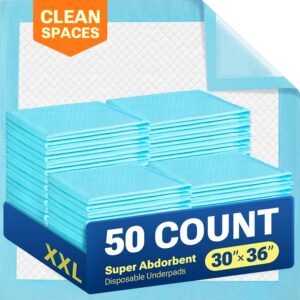CLEAN SPACES Bed Pads Disposable, Super Absorbency Underpads, 30"x36" 50Ct