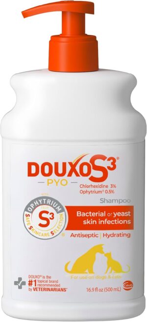 Douxo S3 PYO Chlorhexidine Shampoo For Dogs, Medicated Shampoo Antibacterial & Antiseptic, Yeast Infection Treatment for Dogs & Cats, Clinically Proven, 16.9 fl oz