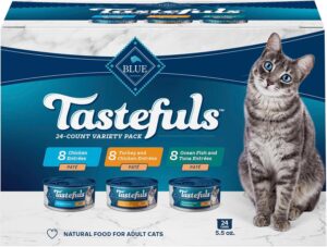 Blue Buffalo Tastefuls Variety Pack Paté Wet Cat Food, 5.5 oz, 24 ct