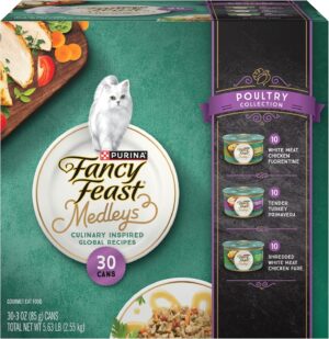 Fancy Feast Purina Medleys Poultry Wet Cat Food, 3 oz Cans, 30-Pack