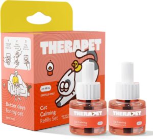 TherapetMD Cat Calming Diffuser Refill Kit (2-Pack, 60-Day Supply) – Cat Pheromone Refill for Stress, Pee Spraying, Fighting, Aggression, Meowing & Scratching – Use with TheraPet MD Diffuser
