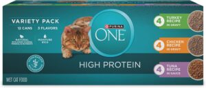 Purina ONE High Protein Cat Food Variety Pack, 24 Count 3 oz Cans