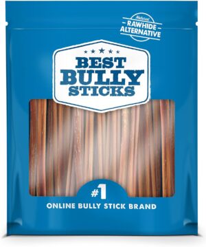 Best Bully Sticks 6 Inch Thin Bully Sticks - 24 Count (Pack of 1) - Natural, Easily Digestible, 100% Grass-Fed, Grain and Rawhide-Free Dog Treats