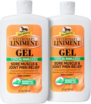 Absorbine Veterinary Liniment Gel, Topical Menthol Analgesic Rub for Sore Muscle, Joint & Arthritis Pain Relief, 12oz Bottle 2-Pack