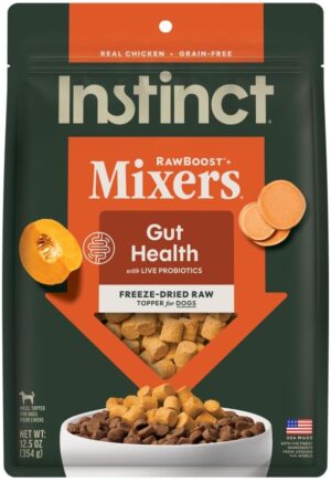 Instinct Raw Boost Mixers Freeze Dried Dog Food Toppers For Dry Food, Grain Free Dog Food Toppers with Chicken For Dogs - Gut Health, 12.5 oz