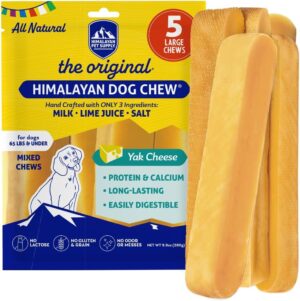 Himalayan Dog Chew, The Original Yak Cheese Dog Chews, 5 Large/XL Yak Chews