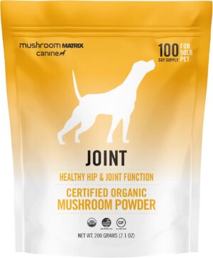 Om Mushroom Matrix Mushroom Joint & Hip Pet Supplement, Promotes Resilient Bones & Joints for Dogs & Cats, 200 Grams, 7.1 oz