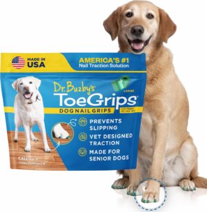 Dr Buzby's Large ToeGrips for Dogs - Instant Traction on Wood/Hardwood Floors - Anti-Slip Relief for Senior Dogs - Stop Sliding Instantly - Rubber Nails - 1 Pack (20 Grips)