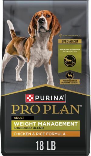 Purina Pro Plan Weight Management Dry Dog Food, Chicken & Rice, 18 lb Bag