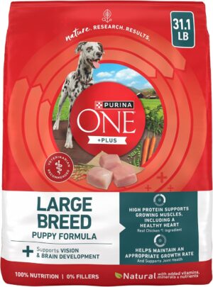 Purina ONE Plus Large Breed High Protein Puppy Food, Chicken, 15 lb Bag