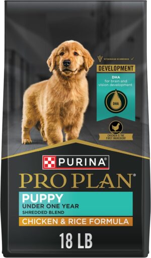 Purina Pro Plan High Protein Puppy Food, Shredded Chicken & Rice, 18 lb Bag