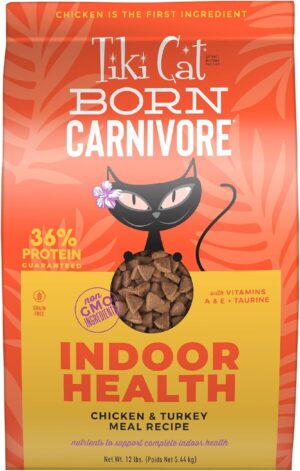 Tiki Cat Born Carnivore Indoor Health, Chicken & Turkey Meal, 12 lbs Bag
