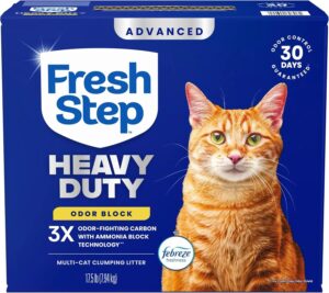 Front view of Fresh Step Advanced Heavy Duty Clumping Cat Litter 17.5 lb box