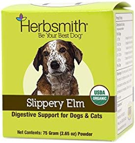 Close up of slippery elm for dogs and cats powder texture