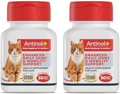 Close up of Antinol Plus marine oil cat joint supplement soft gels