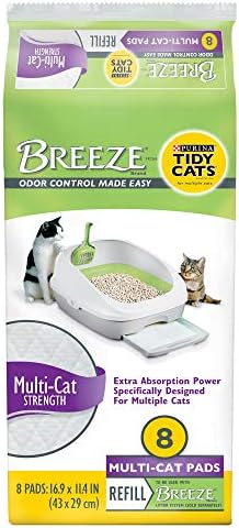 Close-up of super absorbent Breeze cat litter pads with lemongrass scent