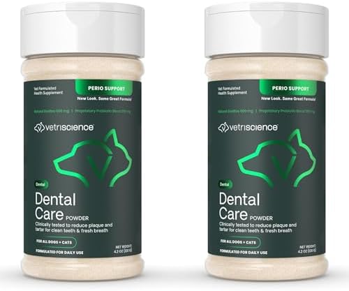 Close up of VetriScience Healthy Mouth dog dental powder
