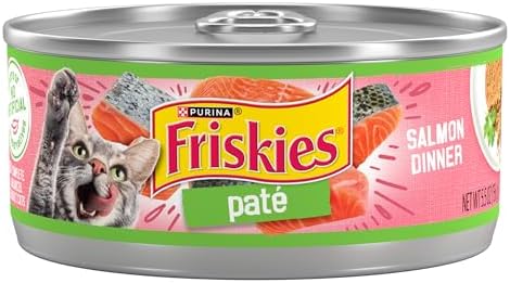 Detailed close up of smooth salmon flavor Friskies wet cat food pate texture