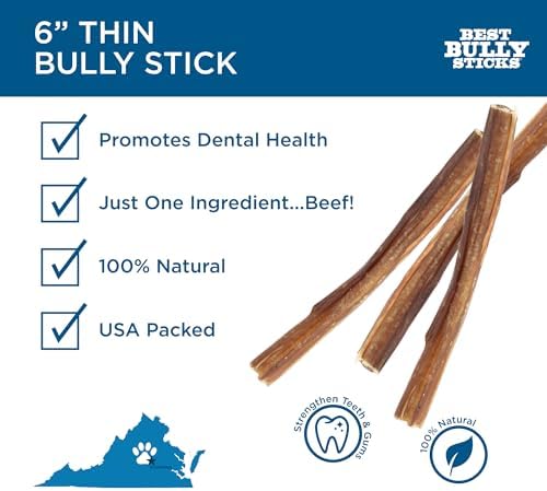 Best Bully Sticks 6 Inch Thin Bully Sticks - 24 Count (Pack of 1) - Natural, Easily Digestible, 100% Grass-Fed, Grain and Rawhide-Free Dog Treats - Image 3
