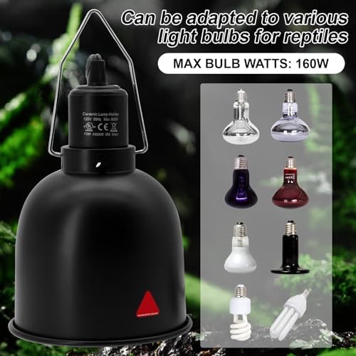 Reptile Light Fixture, 2 Packs 5.5 Inch Deep Dome Lampshade, Reptile Heat Lamp Fixture with Separate Switches Fit for UVB Bulb Basking Heat Bulb for Reptile Glass Terrariums - Image 6