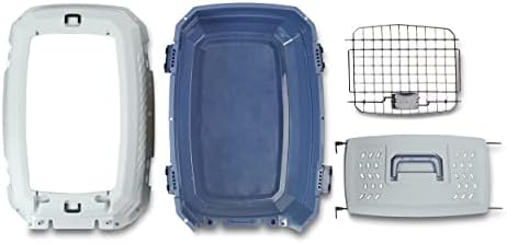 Amazon Basics Sturdy Portable 2-Door Top-Load Hard-Sided Pet Travel Carrier with Secure Ventilation, Handle, Front & Top Entry for Dogs, Cats, 22.8"L x 15"W x 13"H, Gray & Blue - Image 8